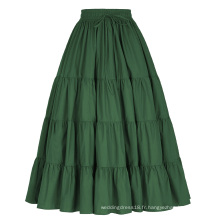 Belle Poque Femmes Vertes Vertes À La Longue Longue Jupe Bleue Jupe Long Jupe BP000207-3